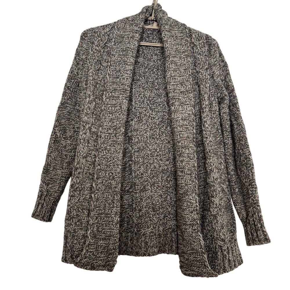 Lineamaglia Italy Brown marled knit open cardigan Small longline wool alpaca